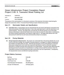 Townsend Parking Lot Project Completion Report (PDF)