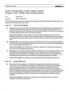 Skiddy Park Enhancements Project Status Report