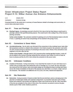 Wilbur Ave Zoo Entrance Project Status Report (PDF)