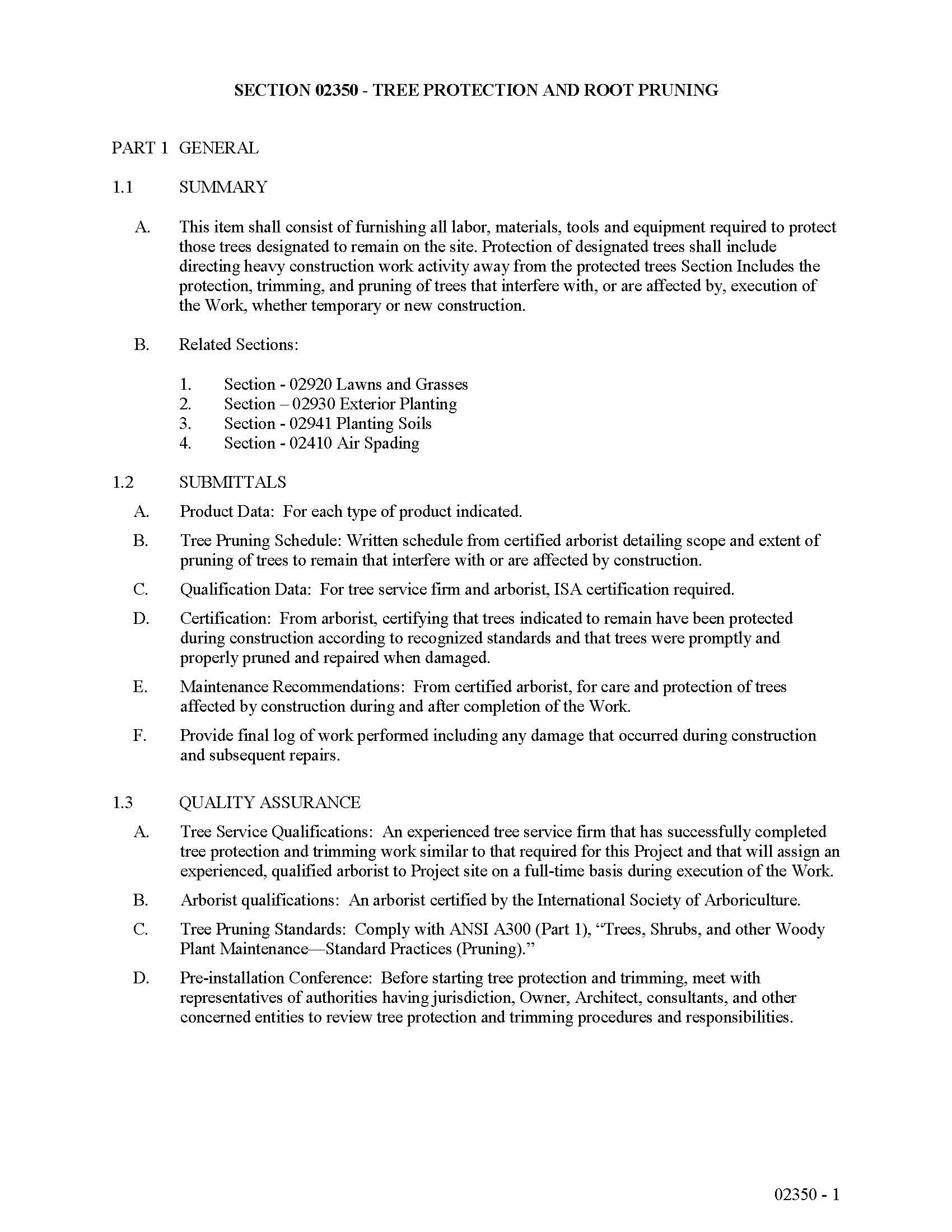 Sunnycrest Golf Course Parking Lot Technical Specifications (PDF)