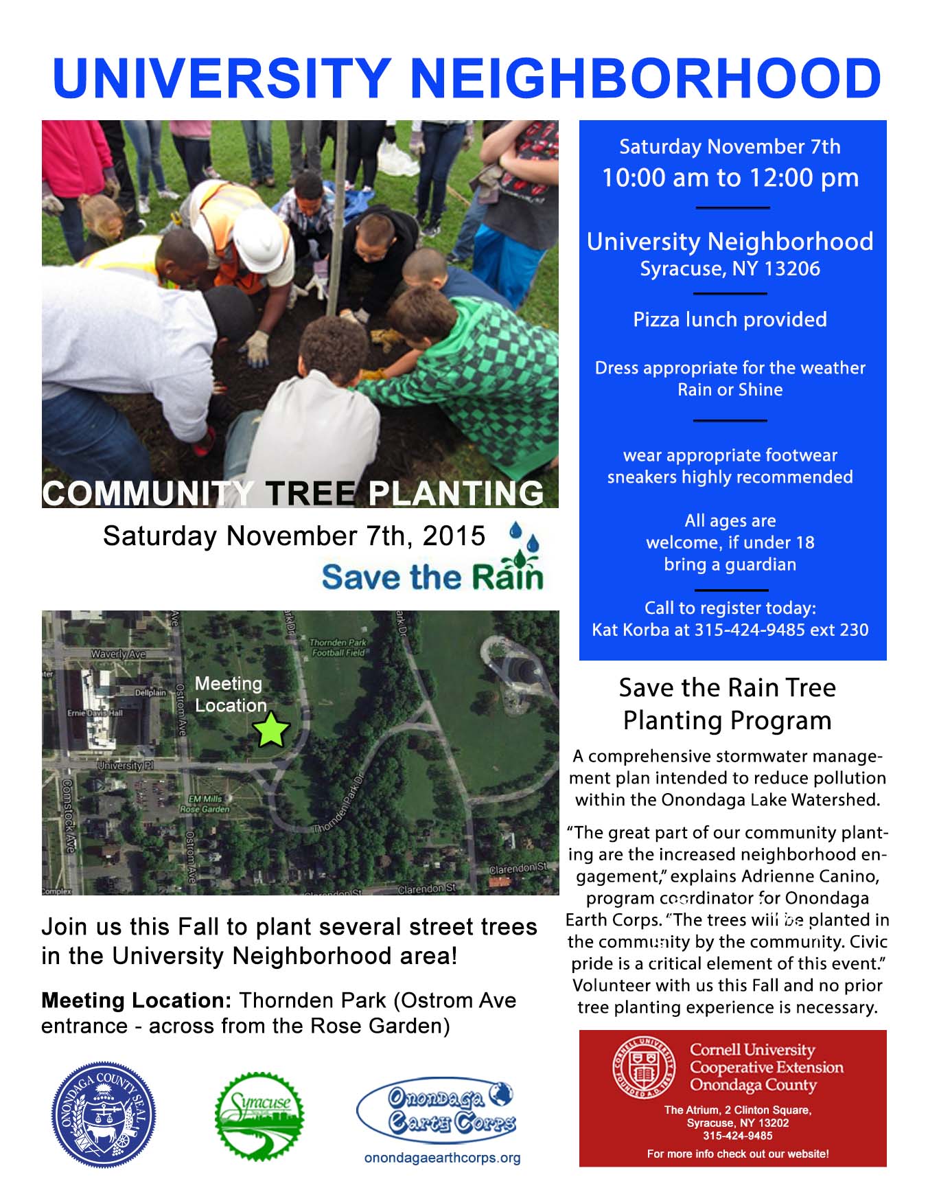 University neighborhood tree planting flyer